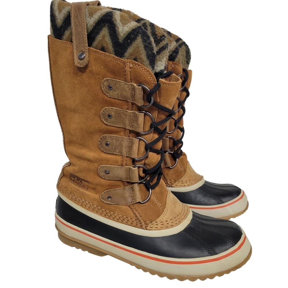 Sorel Tan Suede & Black Waterproof Lace-Up Winter Boots